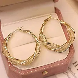 PolluxCraft Korean Gold Plated Contemporary Shaped Hoop Earrings image 4
