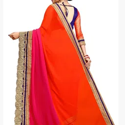 jayant creation Orange Poly Georgette Sarees image 2