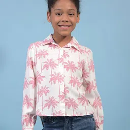 Crimsoune Club Girls Classic Slim Fit Floral Printed Spread Collar Casual Shirt-picture-12