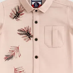 YK Boys Classic Leaf Printed Spread Collar Cotton Casual Shirt image 3