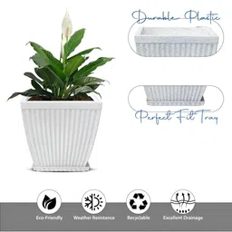 GARDEN'S NEED White Marble Design Eco-Friendly Paris Square Planter image 5