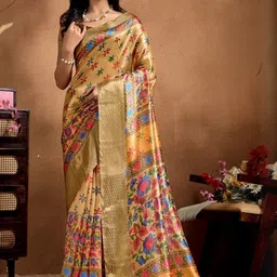 AdoreeStitch Floral Silk Blend Heavy Work Saree-picture-30