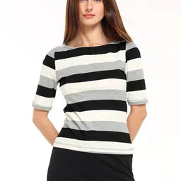 COVER STORY Women Regular Sleeve Striped T-shirts-image-48