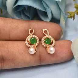 MEIRA JEWELLERY Gold-Plated Artificial Stones Studded Contemporary Studs-picture-40