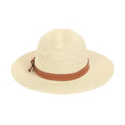 FabSeasons Unisex Beige Self Design Trilby Hat image 4