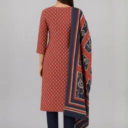 Silakaari Printed Minimal Mirror Work Unstiched Dress Material image 3