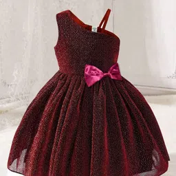 YK Girls Embellished Round Neck Bow Fit and Flare Dress-picture-43