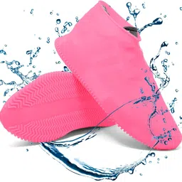 dermeida Antiskid Silicone Rain Boots Cover for Men Women Silicone Pink Boots Shoe Cover, Flat Shoe Cover-picture-14