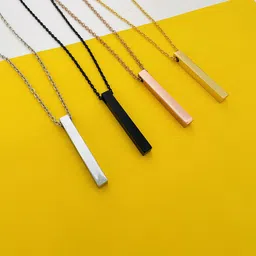 kazare Unisex Set Of 4 Stainless Steel Geometric Shaped Pendants With Chains image 1