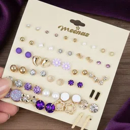 MEENAZ Gold-Plated Alloy Artificial Stones and Beads Studs-picture-40