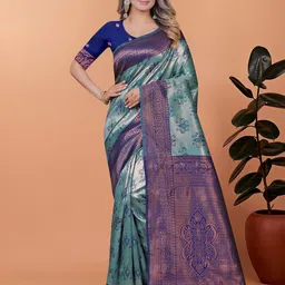 HERE&NOW Ethnic Motifs Woven Design Banarasi Saree-picture-37
