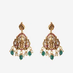 Kushal's Fashion Jewellery Gold-Plated Stone Studded & Beaded Ethnic Antique Jewellery Set image 3