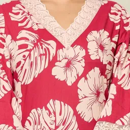 METRO-FASHION Women Floral Printed Regular Pure Cotton Kurta with Palazzos & With Dupatta image 3