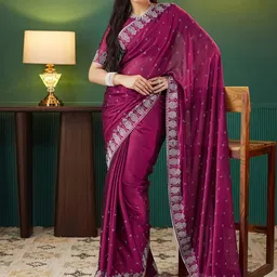 Satrani Embellished Beads and Stones Pure Georgette Saree-image-1