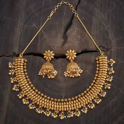 Kushal's Fashion Jewellery Pearl Gold-Plated Ethnic Antique Jewellery Set-picture-33