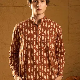 dimmy Men Printed Cotton Blend A-line Kurta image 1