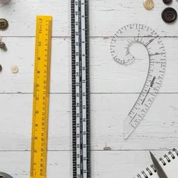 gn tailoring 4-In Straight Ruler, 12-In Wooden Ruler & Clear French Curve Drafting Tool Set Sewing Kit-picture-12