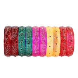 ZULKA Set of 10 Zircon Gemstone Glass Bangles image 3