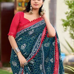 KALINI Floral Printed Block Print Saree-picture-36