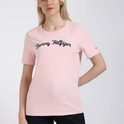 Tommy Hilfiger Women Typography Printed Round Neck Cotton T-shirt-picture-31