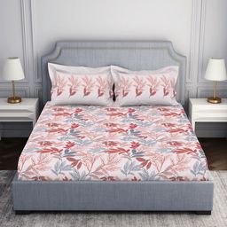 SPACES Pink & White Floral 144 TC Queen Bedsheet with 2 Pillow Covers-picture-28
