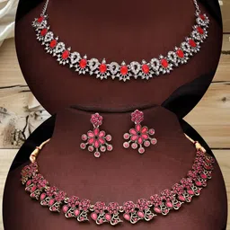 DIVASTRI Set Of 2 Gold-Plated American Diamond-Studded Jewellary Sets-picture-19