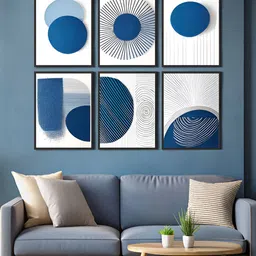 999Store White & Blue 6 Pieces Canvas Wall Arts-picture-11