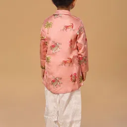 The Mini Trunk Boys Floral Printed Mandarin Collar Kurta With Pyjamas image 5