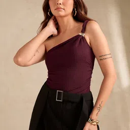 Outzidr One Shoulder Cotton Top image 3