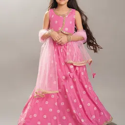 Bitiya by Bhama Girls Floral woven Design Ready to Wear Lehenga & Blouse With Dupatta-picture-20