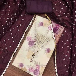 KIMISHA Floral Printed Beads And Stones Unstitched Dress Material-image-58