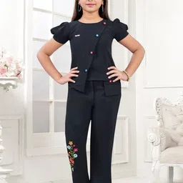 Lei-Chie Girls Round Neck Short Sleeves Linen Top With Trouser-image-4