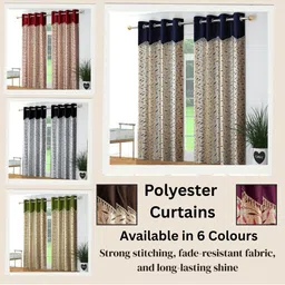 GEET CREATIONS Blue & Beige Set of 2 Room Darkening Window Curtain image 3