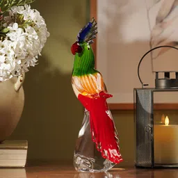 Pure Home and Living Green & Red Glass Parrot Bird Figurine Showpiece-picture-23