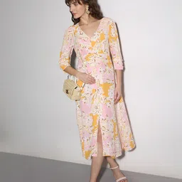 Vero Moda Floral Print Puff Sleeve Fit & Flare Midi Dress-picture-26