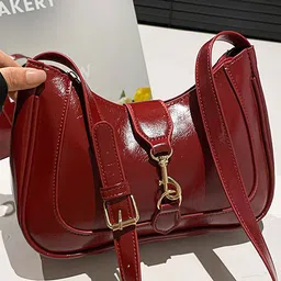 LULU & SKY Women Solid Structured Buckle Detail Shoulder Bag-picture-13