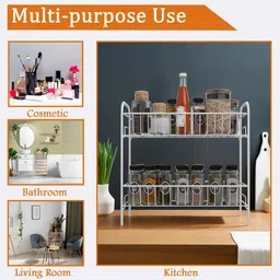 Kuber Industries White 2 Pcs Metal 2-Layer Kitchen Racks Organizer Stand image 5
