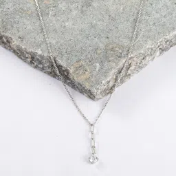 SRIYA Silver-Plated Zircon Studded Circular Shaped Pendant With Chain-picture-20