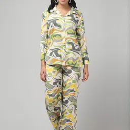 Zuvino Printed Shirt Collar Shirt With Trousers Co-Ords-picture-36