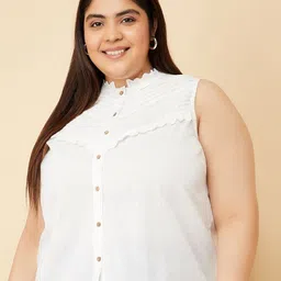 max Women Plus Size Mandarin Collar Shirt Style Top-picture-21