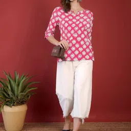 Anouk Rustic Women Ethnic Motifs Printed Notch-Neck Short Kurti image 5