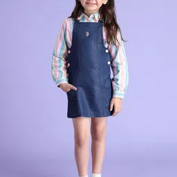 U.S. Polo Assn. Kids Girls Cotton Casual Pinafore Dress-picture-26