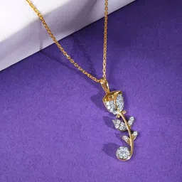 GIVA Gold Rose Reverie Diamond Pendant-picture-11