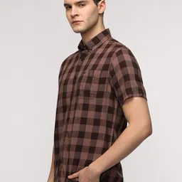 Crocodile Comfort Buffalo Checked Button Down Collar Casual Shirt image 3