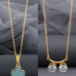 Birado Jewellery Set Of 2 Gold-Plated Artificial Stones Studded Necklace-picture-33