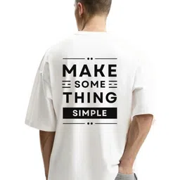 Fashnobic Make Something Typography Printed Round Neck Oversized Cotton T-shirt-image-1