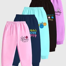 YK Girls Pack Of 5 Graphic Printed Mid Rise Joggers-image-47