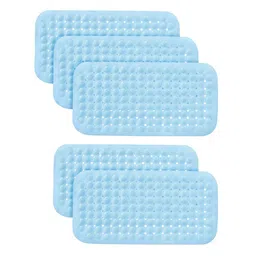 Kuber Industries 5Pcs Blue Textured 240 GSM Bath Rugs image 1
