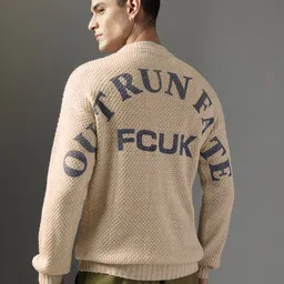 FCUK Typography Self Designed Pure Acrylic Pullover image 2