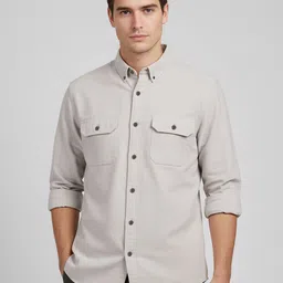 Celio Men Classic Fit Textured Button-Down Collar Cotton Casual Shirt-picture-10